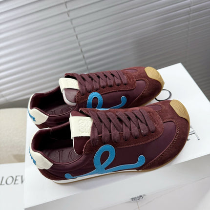 LOEWE 26S BALLET RUNNER 2.0 IN BURGUNDY RED NYLON AND CALFSKIN