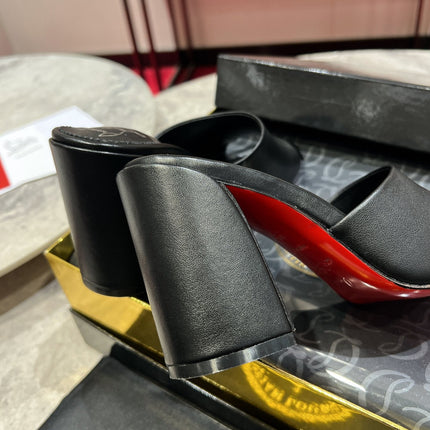 CHRISTIAN LOUBOUTIN 26S HEEL SANDALS 85 MM IN BLACK CALFSKIN
