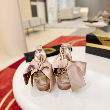 CHRISTIAN LOUBOUTIN 26S THONG SANDALS IN BEIGE SATIN WITH CRYSTALS