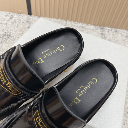 DIOR 25S BOY MULES IN BLACK CALFSKIN