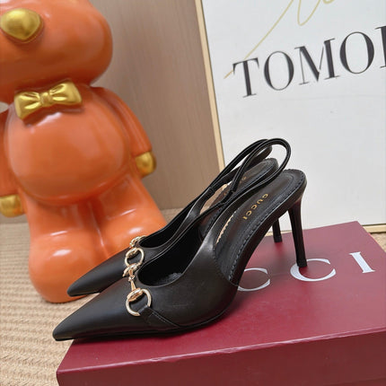 GUCCI 26S SLINGBACK HEELS 105 MM IN BLACK LAMBSKIN