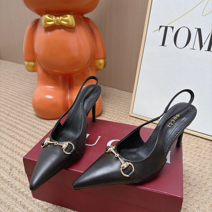GUCCI 26S SLINGBACK HEELS 105 MM IN BLACK LAMBSKIN