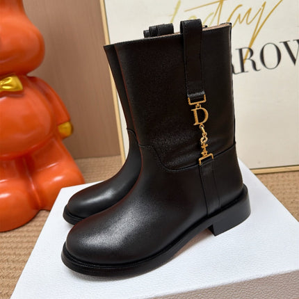 DIOR 26S ANKLE BOOTS IN BLACK CALFSKIN GOLD HARDWARE