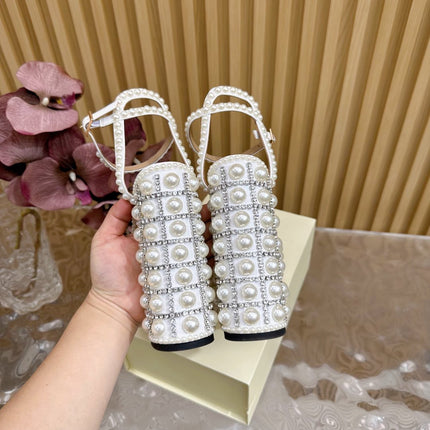 JIMMY CHOO 26S PLATFORM SANDALS 160 MM IN WHITE CRYSTAL AND PEARL
