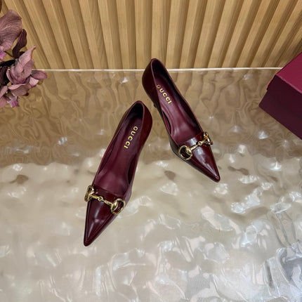 GUCCI 26S HIGH HEELS 65 MM IN DARK RED SMOOTH LEATHER
