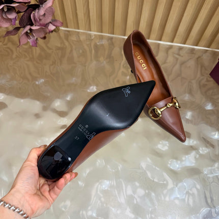 GUCCI 26S HIGH HEELS 65 MM IN COGNAC BROWN SMOOTH LEATHER