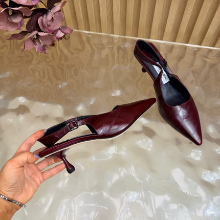 JIMMY CHOO 26S SLINGBACK PUMPS 65 MM IN WINE RED CALFSKIN