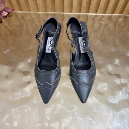 JIMMY CHOO 26S SLINGBACK PUMPS 65 MM IN SLATE GREY CALFSKIN