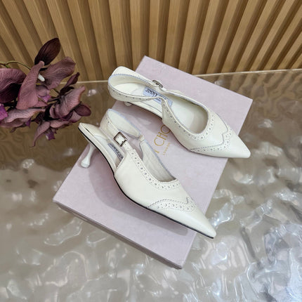 JIMMY CHOO 26S SLINGBACK PUMPS 65 MM IN OFF WHITE CALFSKIN
