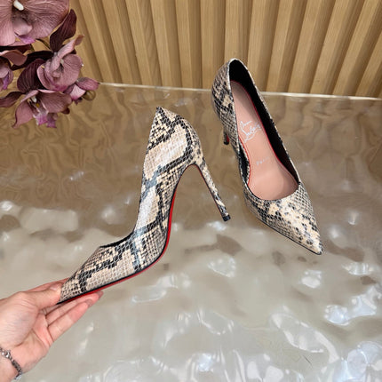 CHRISTIAN LOUBOUTIN 26S HIGH HEELS 100 MM IN MULTICOLOR SNAKE-EMBOSSED CALFSKIN STYLE 2