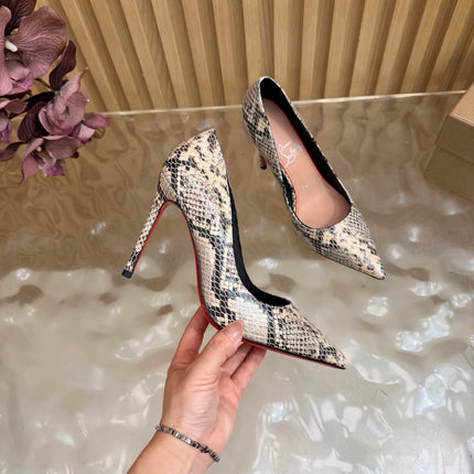 CHRISTIAN LOUBOUTIN 26S HIGH HEELS 100 MM IN MULTICOLOR SNAKE-EMBOSSED CALFSKIN STYLE 2