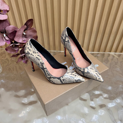 CHRISTIAN LOUBOUTIN 26S HIGH HEELS 100 MM IN MULTICOLOR SNAKE-EMBOSSED CALFSKIN STYLE 2