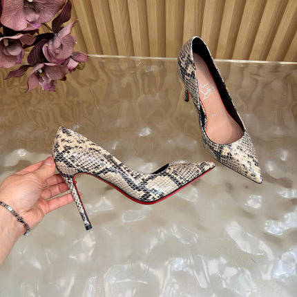 CHRISTIAN LOUBOUTIN 26S HIGH HEELS 100 MM IN MULTICOLOR SNAKE-EMBOSSED CALFSKIN STYLE 2