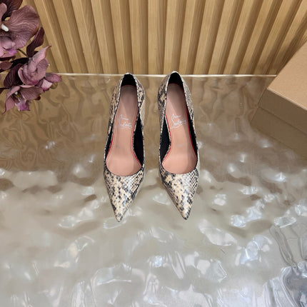 CHRISTIAN LOUBOUTIN 26S HIGH HEELS 100 MM IN MULTICOLOR SNAKE-EMBOSSED CALFSKIN STYLE 2