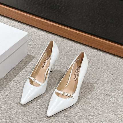 HIGH HEEL 10 CM IN WHITE CROCODILE LEATHER
