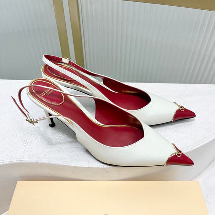 VALENTINO 26S SLINGBACK PUMPS 45 MM IN RED MIX WHITE CALFSKIN