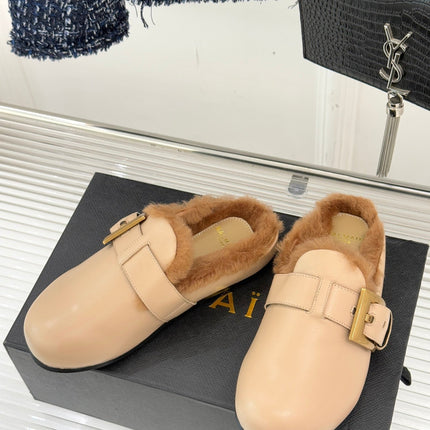 BALMAIN 26S ANTHEM MULES IN BEIGE CALFSKIN