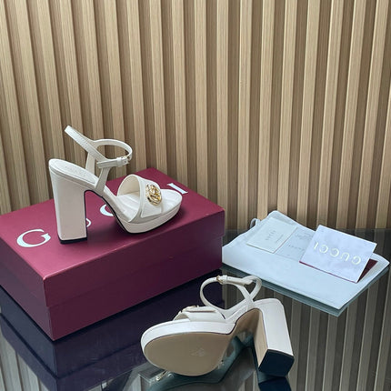 GUCCI 26S HIGH-HEEL SANDALS 125 MM IN WHITE LAMBSKIN