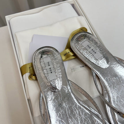 THE ROW 26S THONG SANDALS IN SILVER CALFSKIN