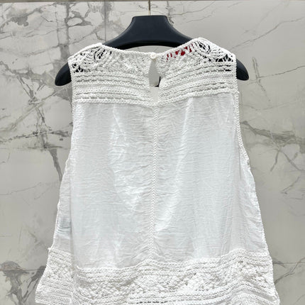 VALENTINO 26S SLEEVELESS CROCHET-TRIM TOP 449