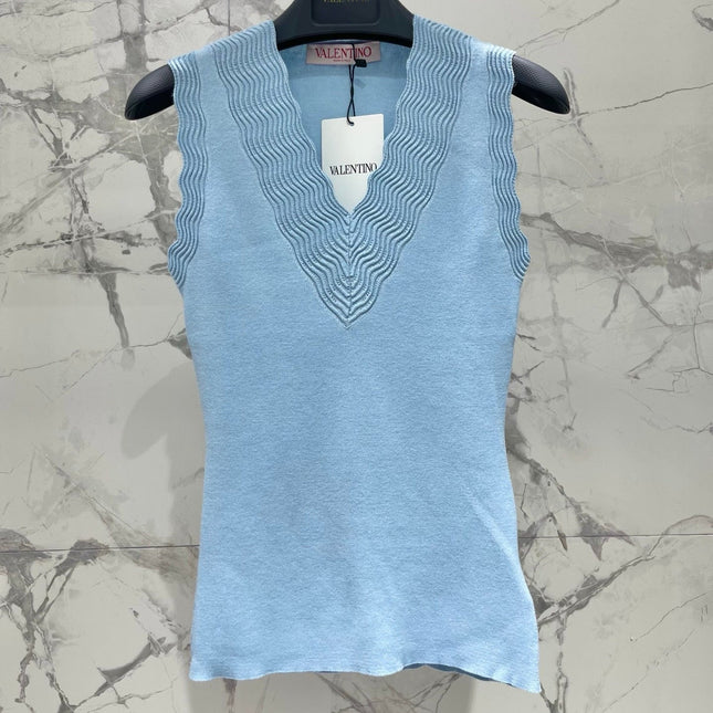 VALENTINO 26S SLEEVELESS V-NECK KNIT TOP 441