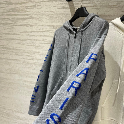 CELINE 26S SLEEVE ZIP-UP KNIT HOODIE 739