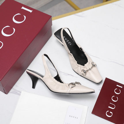 GUCCI 26S SLINGBACK HORSEBIT 55 MM IN IVORY CALFSKIN