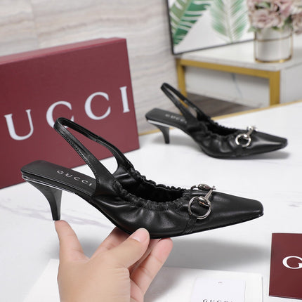 GUCCI 26S SLINGBACK HORSEBIT 55 MM IN BLACK CALFSKIN