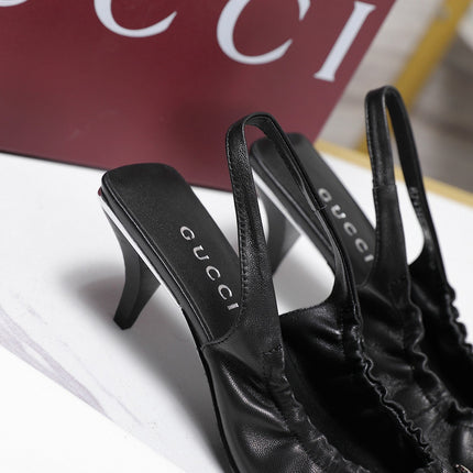 GUCCI 26S SLINGBACK HORSEBIT 55 MM IN BLACK CALFSKIN