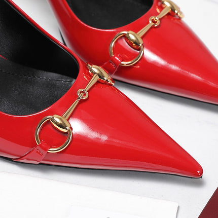 GUCCI 26S SLINGBACK PUMPS 85 MM IN RED GLOSSY CALFSKIN