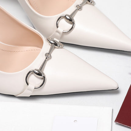 GUCCI 26S SLINGBACK PUMPS 85 MM IN CREAM WHITE CALFSKIN