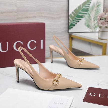 GUCCI 26S SLINGBACK PUMPS 85 MM IN BEIGE CALFSKIN