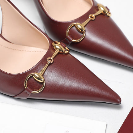 GUCCI 26S SLINGBACK PUMPS 85 MM IN BURGUNDY CALFSKIN