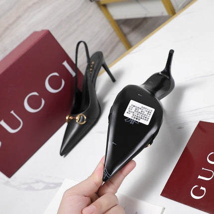 GUCCI 26S SLINGBACK PUMPS 85 MM IN BLACK CALFSKIN