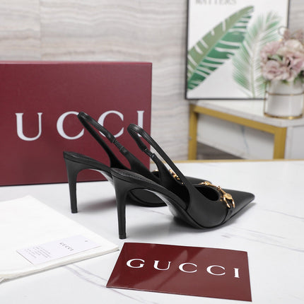 GUCCI 26S SLINGBACK PUMPS 85 MM IN BLACK CALFSKIN