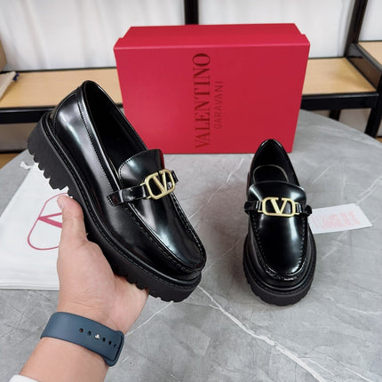 VALENTINO 26S LOAFERS IN BLACK GLOSSY CALFSKIN