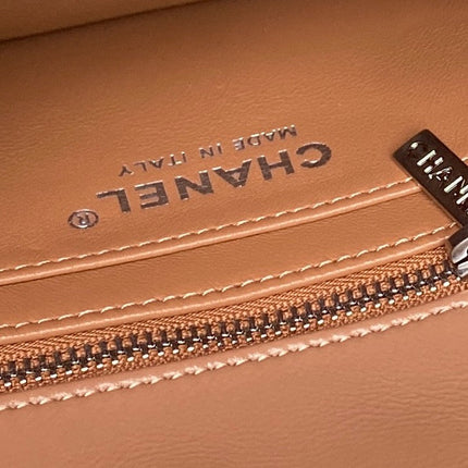 CHANEL 25S FLAP BAG 20 IN DARK CARAMEL CALFSKIN SILVER HARDWARE