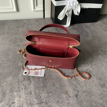 CHANEL 26S VANITY CASE 19 IN DARK RED LIZARD-EMBOSSED LEATHER