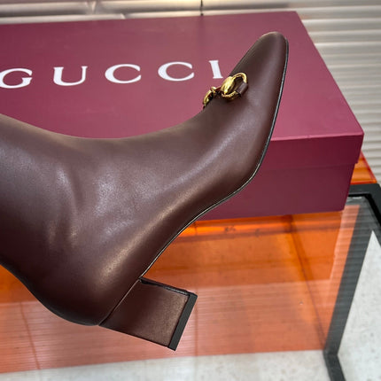 GUCCI 26S HORSEBIT KNEE-HIGH BOOTS 55 MM IN DARK BROWN CALFSKIN