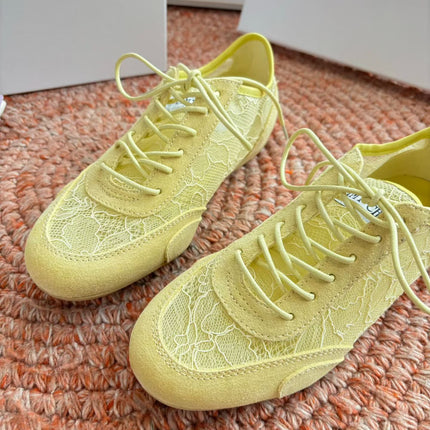 JIMMY CHOO 26S SNEAKERS IN YELLOW MESH AND SUEDE