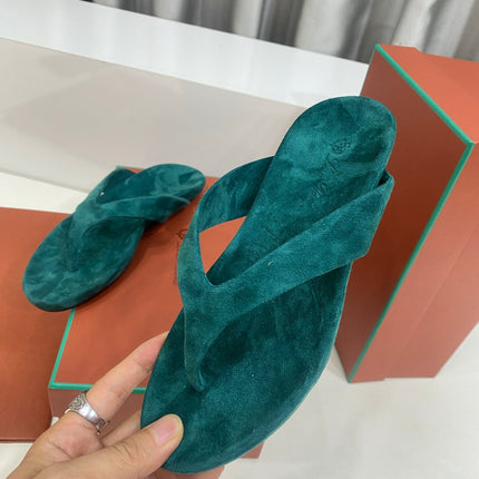 LP 26S THONG SANDALS IN DEEP TEAL GREEN SUEDE