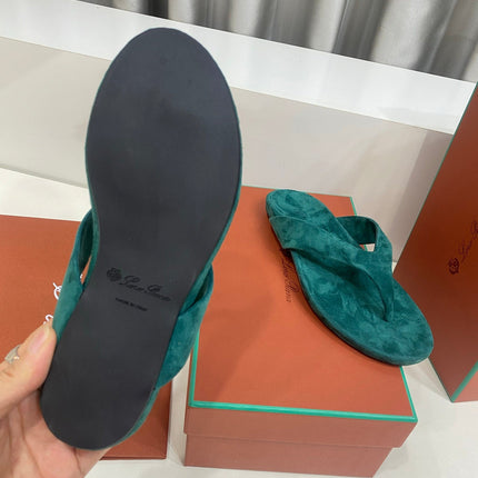 LP 26S THONG SANDALS IN DEEP TEAL GREEN SUEDE