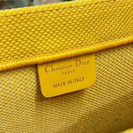DIOR 26S BOOK TOTE BAG 42 IN YELLOW EMBROIDERED LETTERING FABRIC