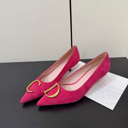 DIOR 26S POINTED-TOE HIGH HEELS 35MM IN RASPBERRY RED SUEDE GOLD HARDWARE