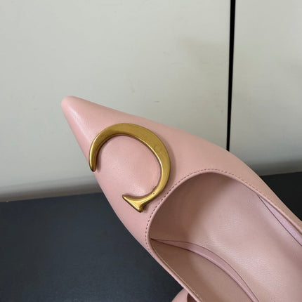 DIOR 26S POINTED-TOE HIGH HEELS 70MM IN PINK CALFSKIN GOLD HARDWARE