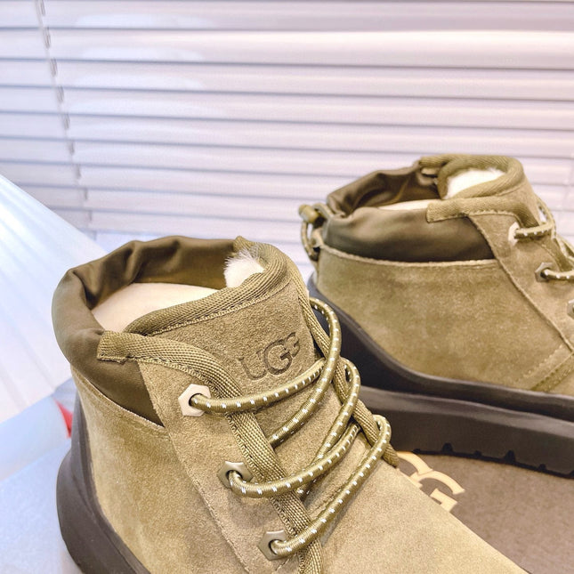 GENDER NEUMEL HIGH WEATHER HYBRID IN OLIVE GREEN SUEDE AND BLACK CALFSKIN