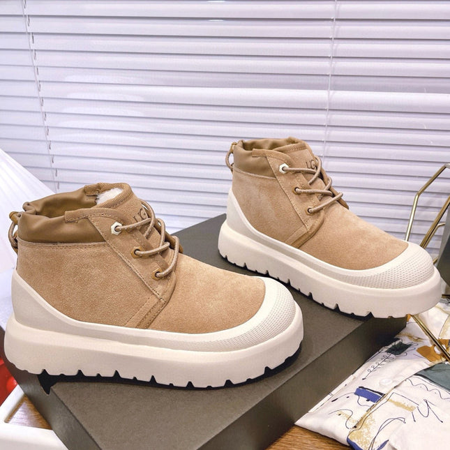 GENDER NEUMEL HIGH WEATHER HYBRID IN PEANUT BROWN SUEDE AND WHITE CALFSKIN