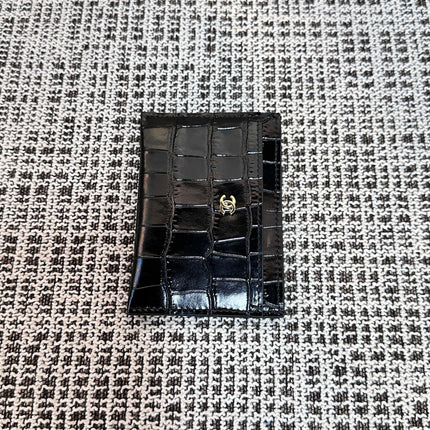 CHANEL 26S WALLET 12 IN BLACK CROCODILE-EMBOSSED CALFSKIN