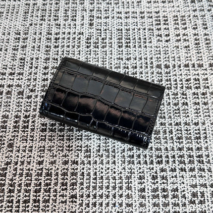 CHANEL 26S FLAP WALLET 11 IN BLACK CROCODILE-EMBOSSED CALFSKIN