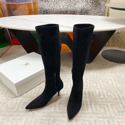 THE ROW HIGH BOOTS 85MM IN BLACK SUEDE